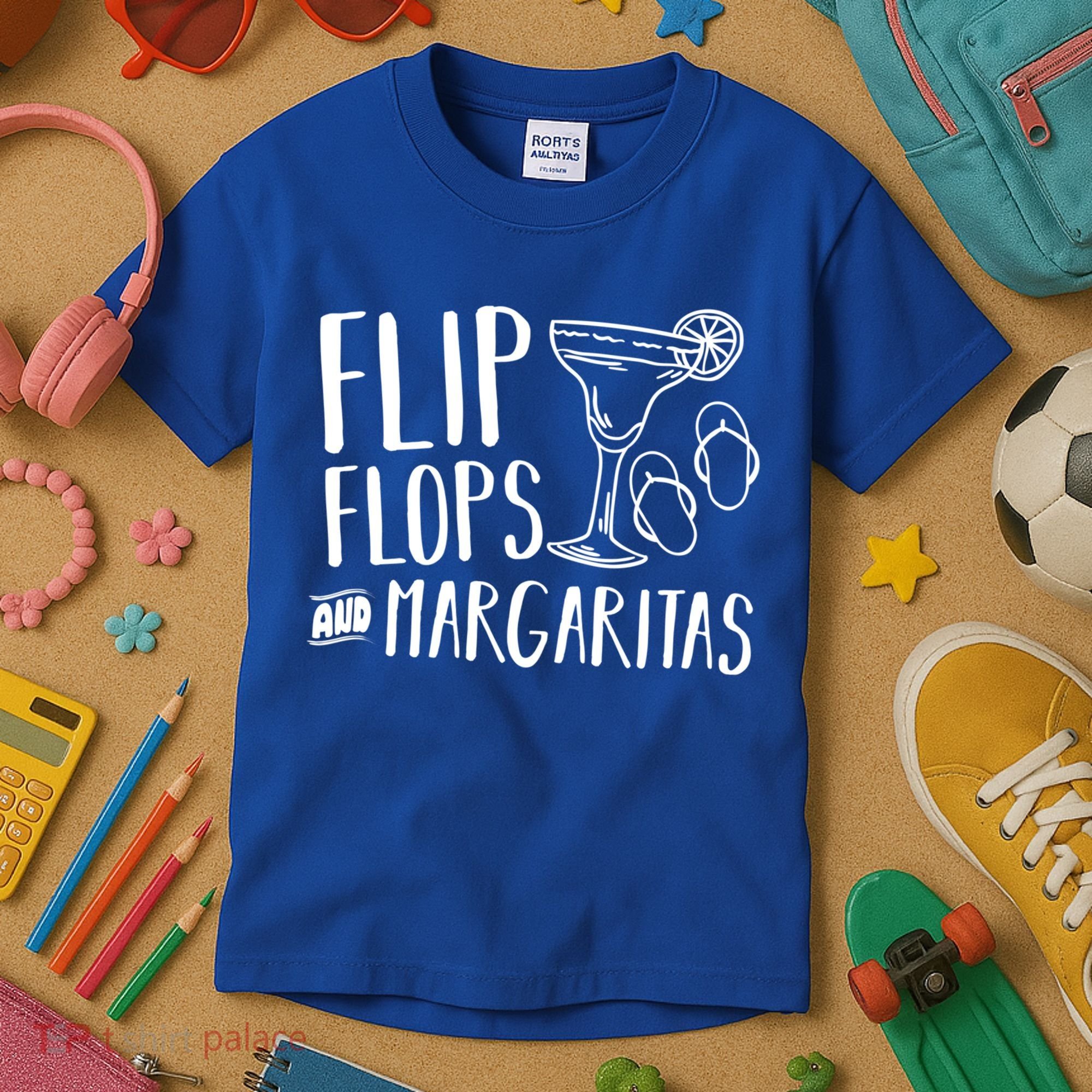 Flip Flops And Margaritas Funny Beach Summer Vacation Cool Gift Kids T-Shirt