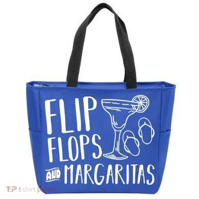 Flip Flops And Margaritas Funny Beach Summer Vacation Cool Gift Tote Bag