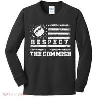 Fantasy Football American Commissioner Respect The Commish Kids Long Sleeve Shirt thumb 0