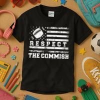 Fantasy Football American Commissioner Respect The Commish Kids T-Shirt thumb 3