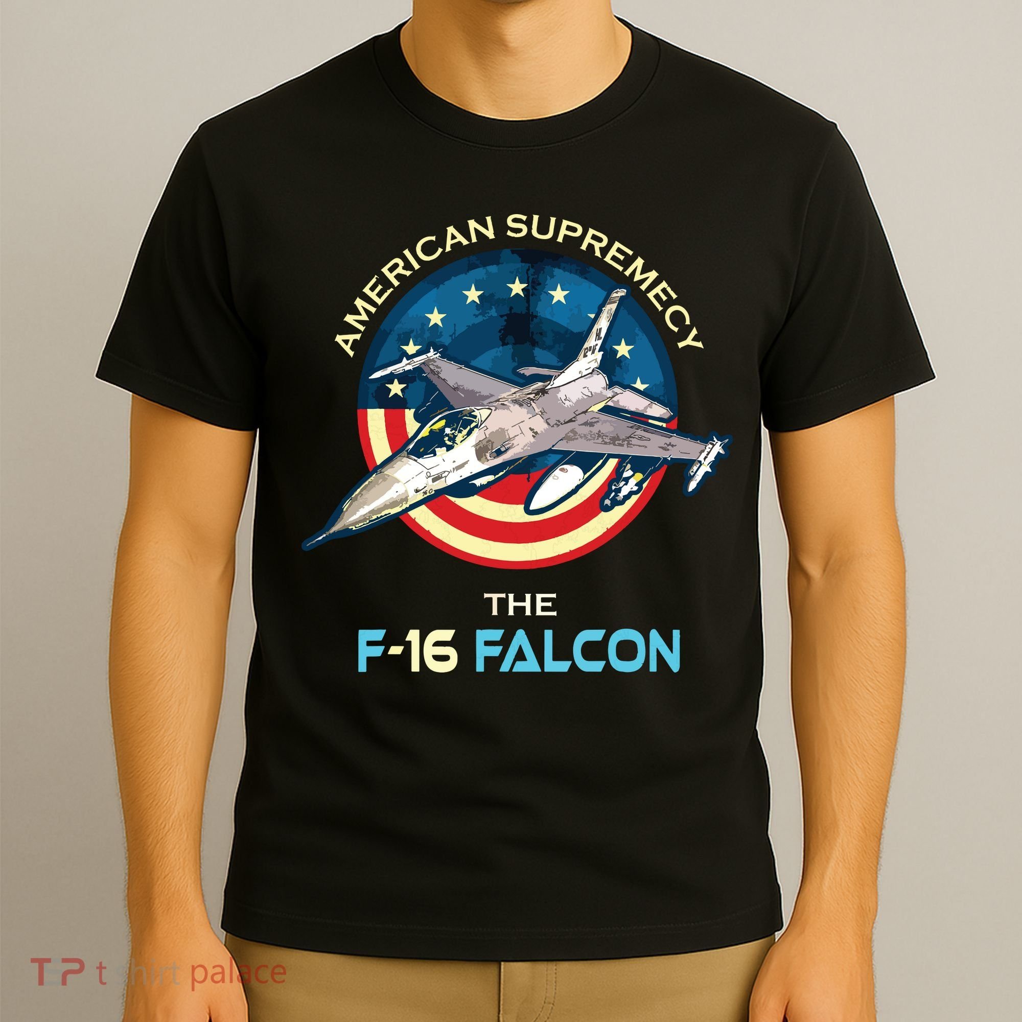 F16 Falcon American Patriotic Fighter Jet 4th Of July Flag T-Shirt