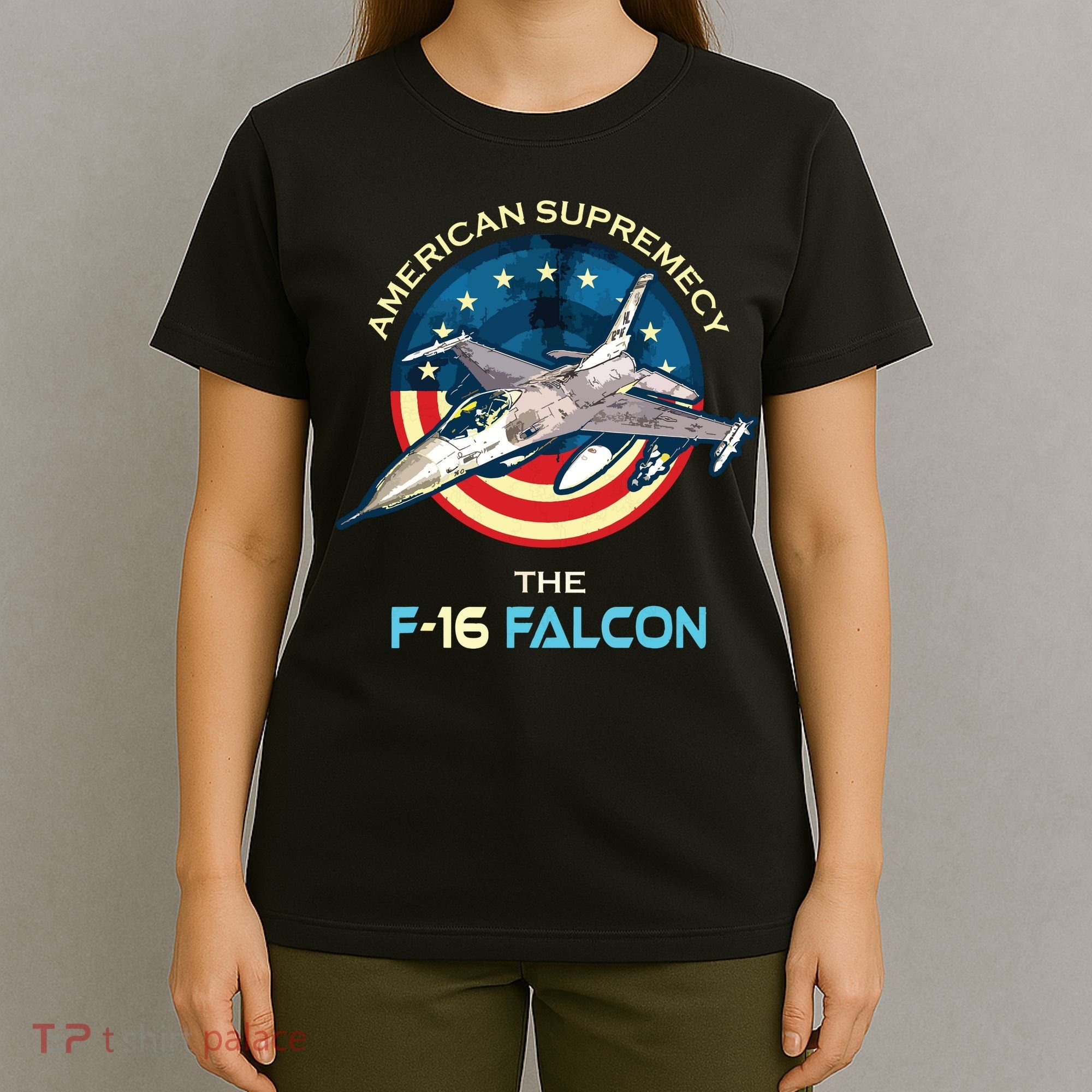 F16 Falcon American Patriotic Fighter Jet 4th Of July Flag T-Shirt