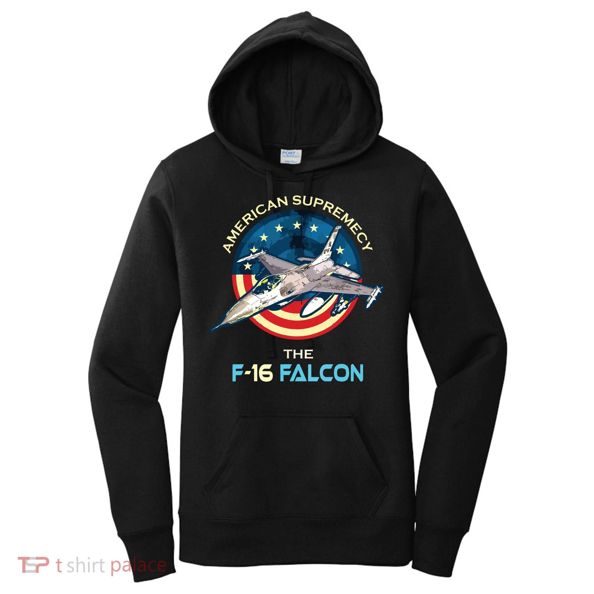 F16 Falcon American Patriotic Fighter Jet 4th Of July Flag Women's Hoodie