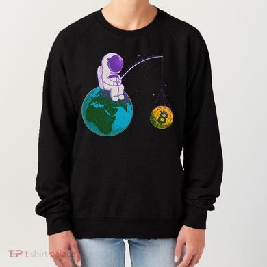 Funny Fishing Bitcoin Space Astronaut Women's Sweatshirt