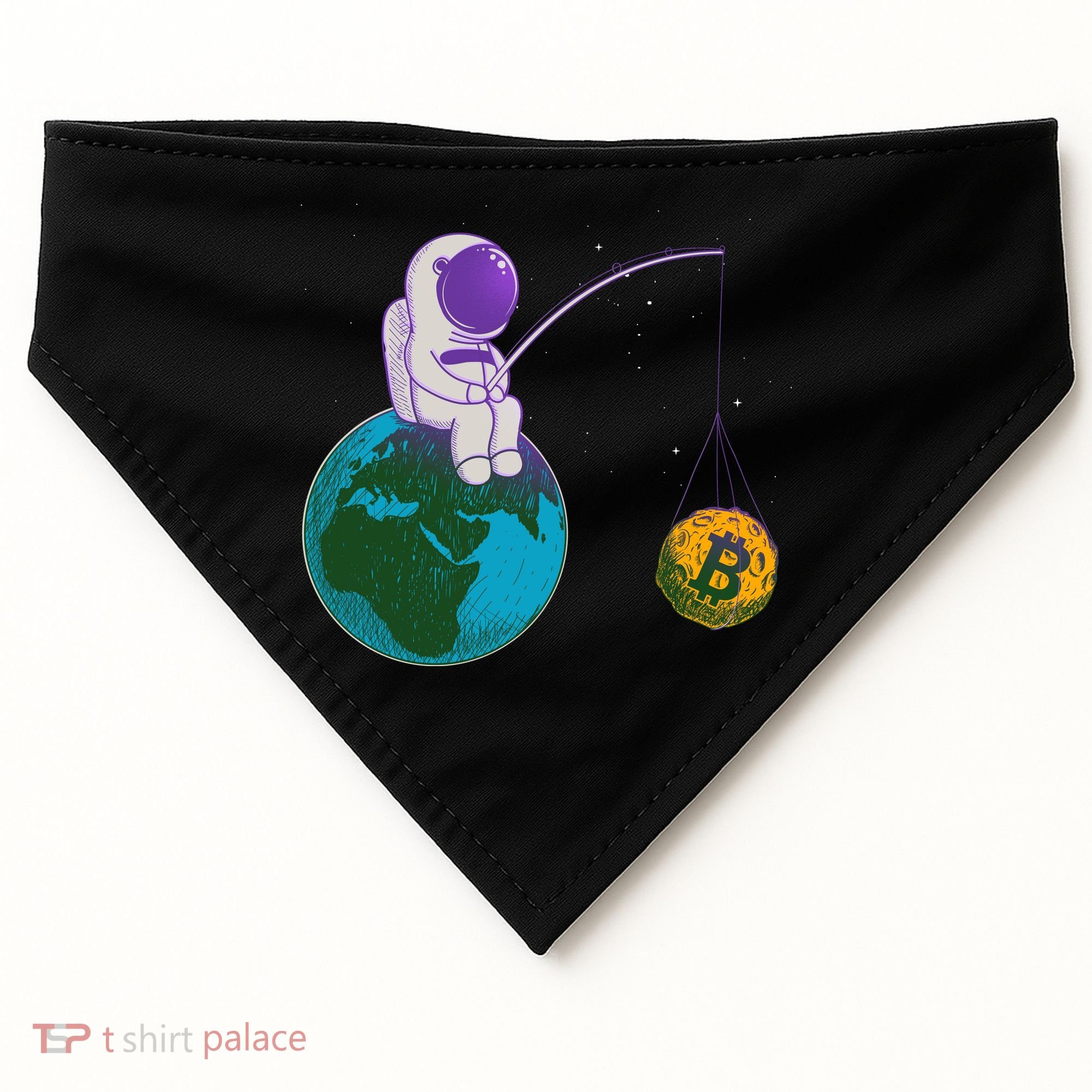 Funny Fishing Bitcoin Space Astronaut USA-Made Doggie Bandana