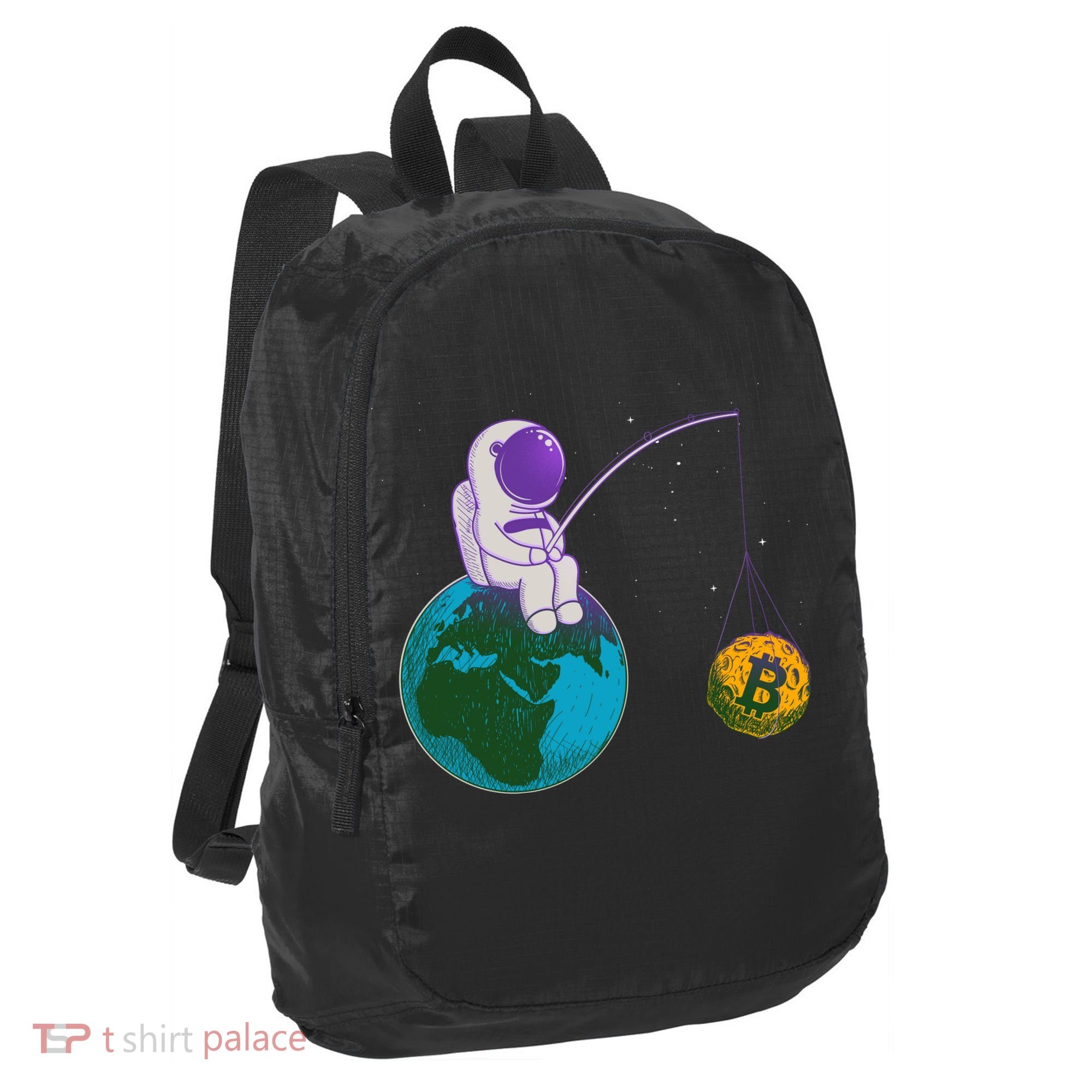 Funny Fishing Bitcoin Space Astronaut Port Authority Crush Ripstop Backpack