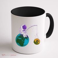 Funny Fishing Bitcoin Space Astronaut Coffee Mug thumb 1