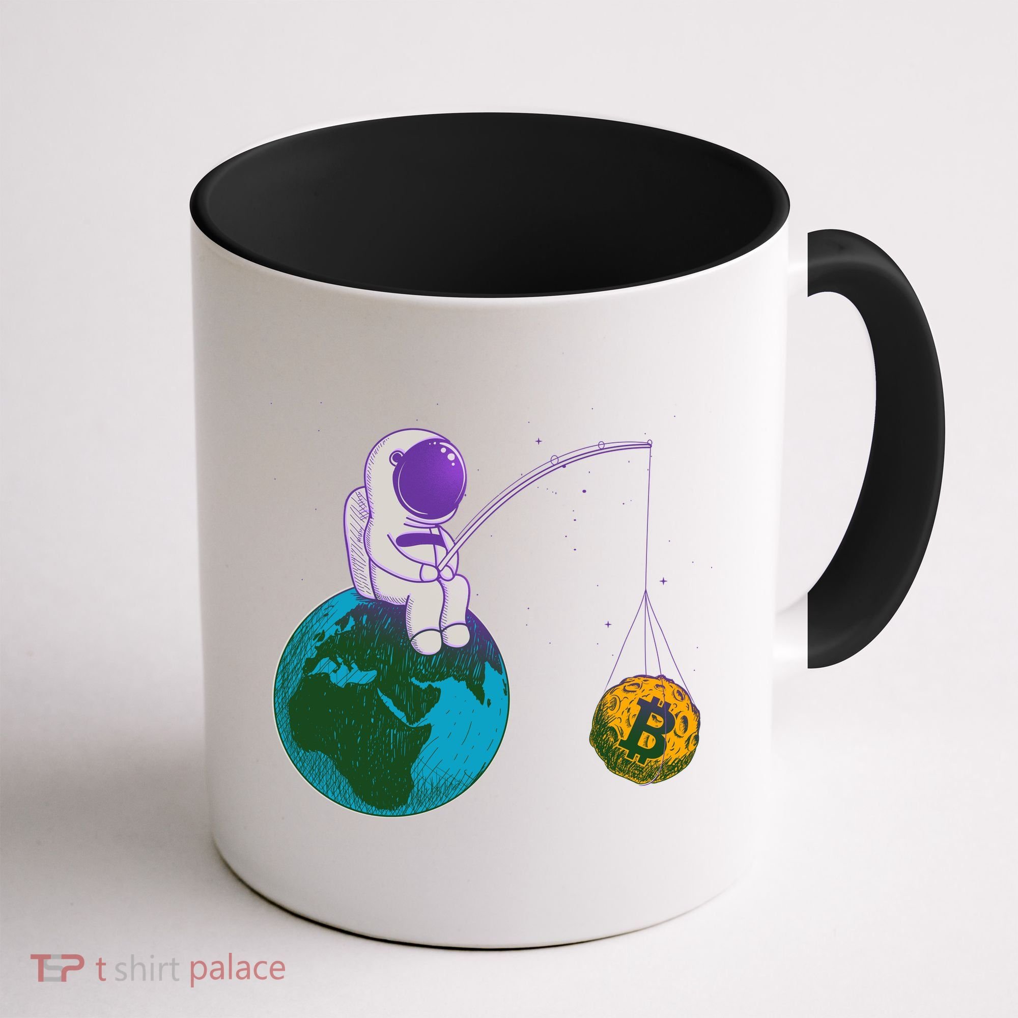 Funny Fishing Bitcoin Space Astronaut Coffee Mug