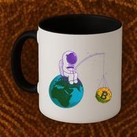 Funny Fishing Bitcoin Space Astronaut Coffee Mug thumb 2