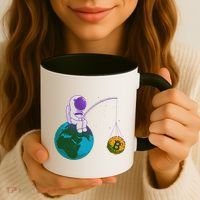 Funny Fishing Bitcoin Space Astronaut Coffee Mug thumb 3