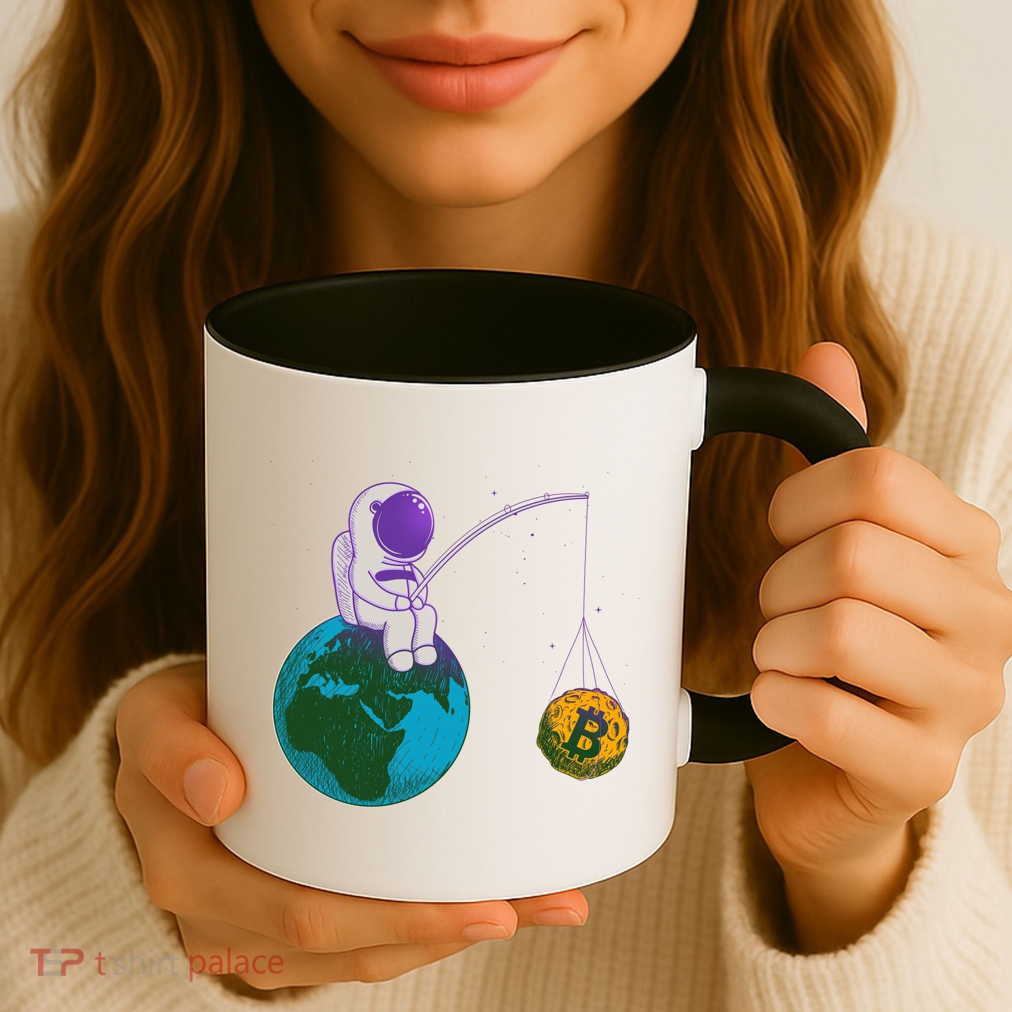 Funny Fishing Bitcoin Space Astronaut Coffee Mug