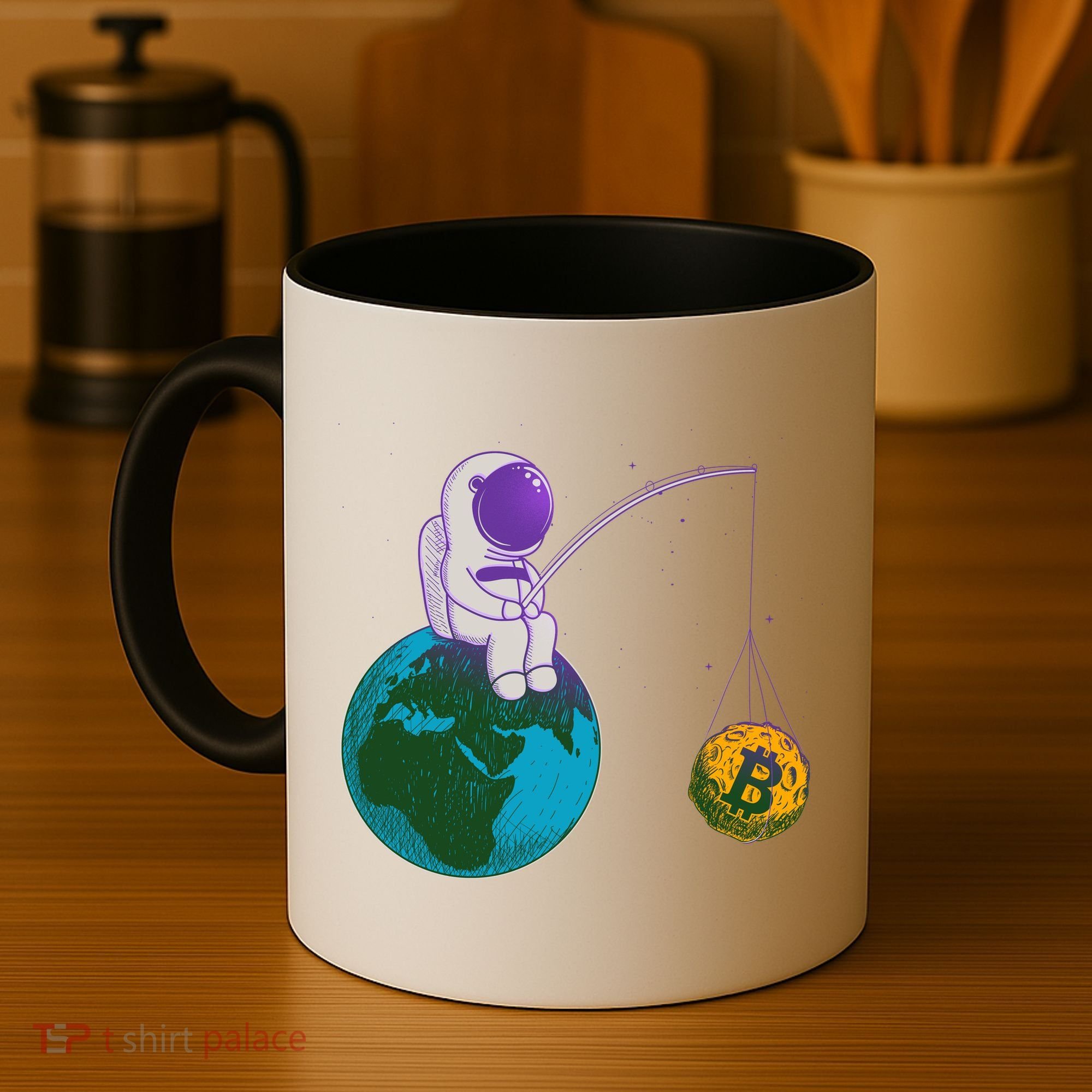 Funny Fishing Bitcoin Space Astronaut Coffee Mug