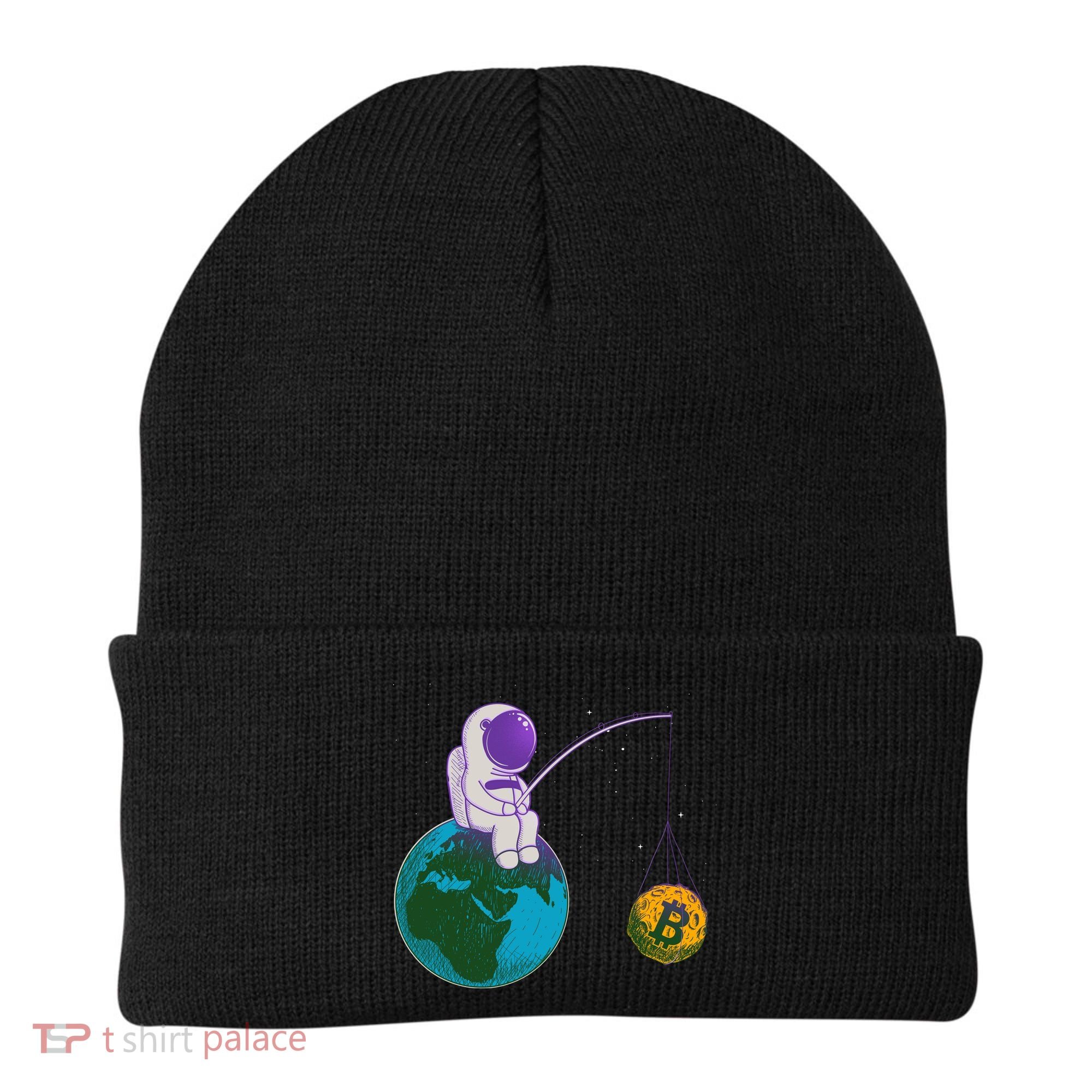 Funny Fishing Bitcoin Space Astronaut Beanie
