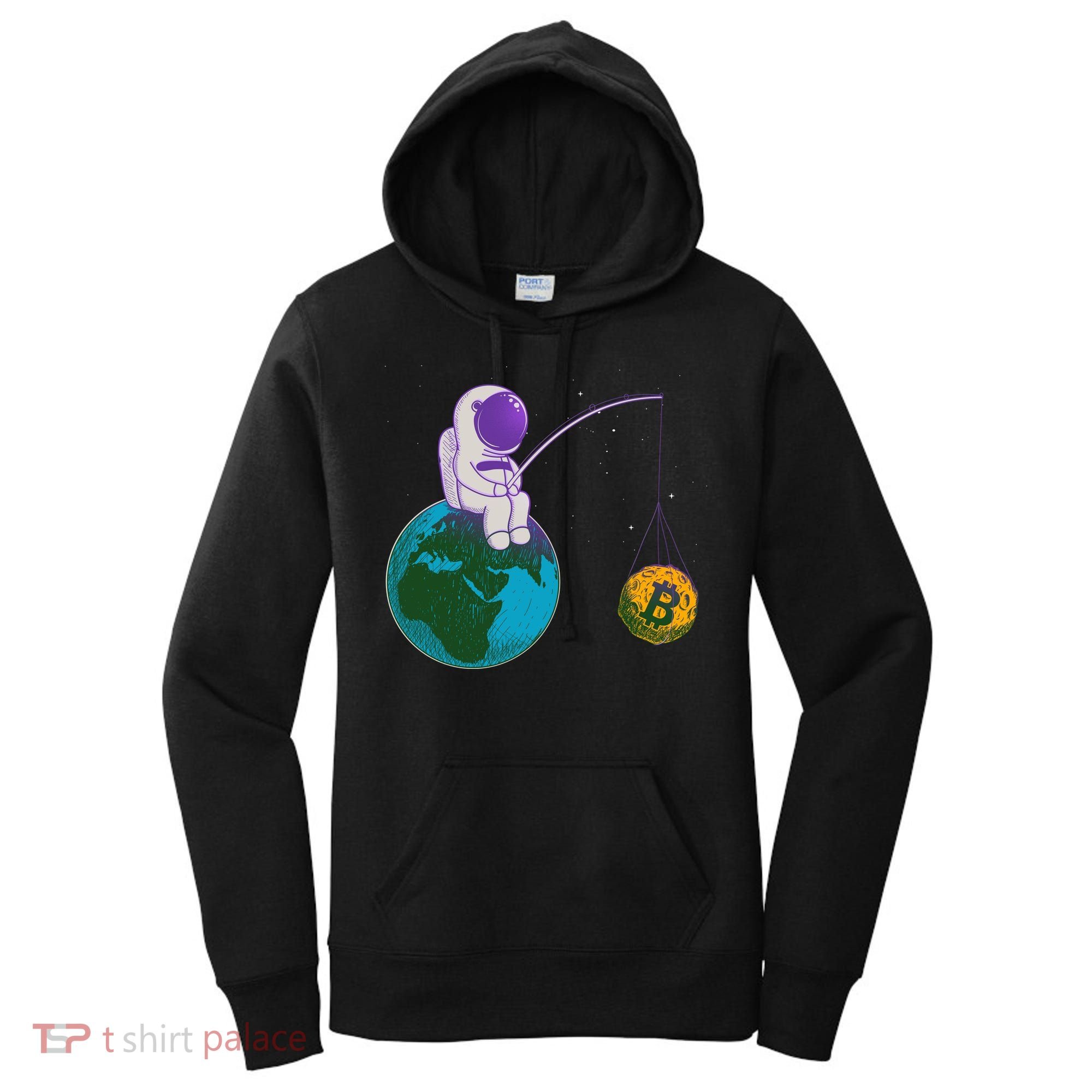 Funny Fishing Bitcoin Space Astronaut Women's Hoodie