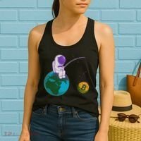 Funny Fishing Bitcoin Space Astronaut Women's Tank Top thumb 2