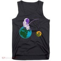 Funny Fishing Bitcoin Space Astronaut Tank Top thumb 0