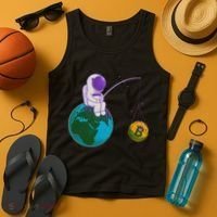 Funny Fishing Bitcoin Space Astronaut Tank Top thumb 4