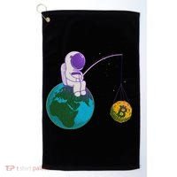 Funny Fishing Bitcoin Space Astronaut Golf Towel thumb 0