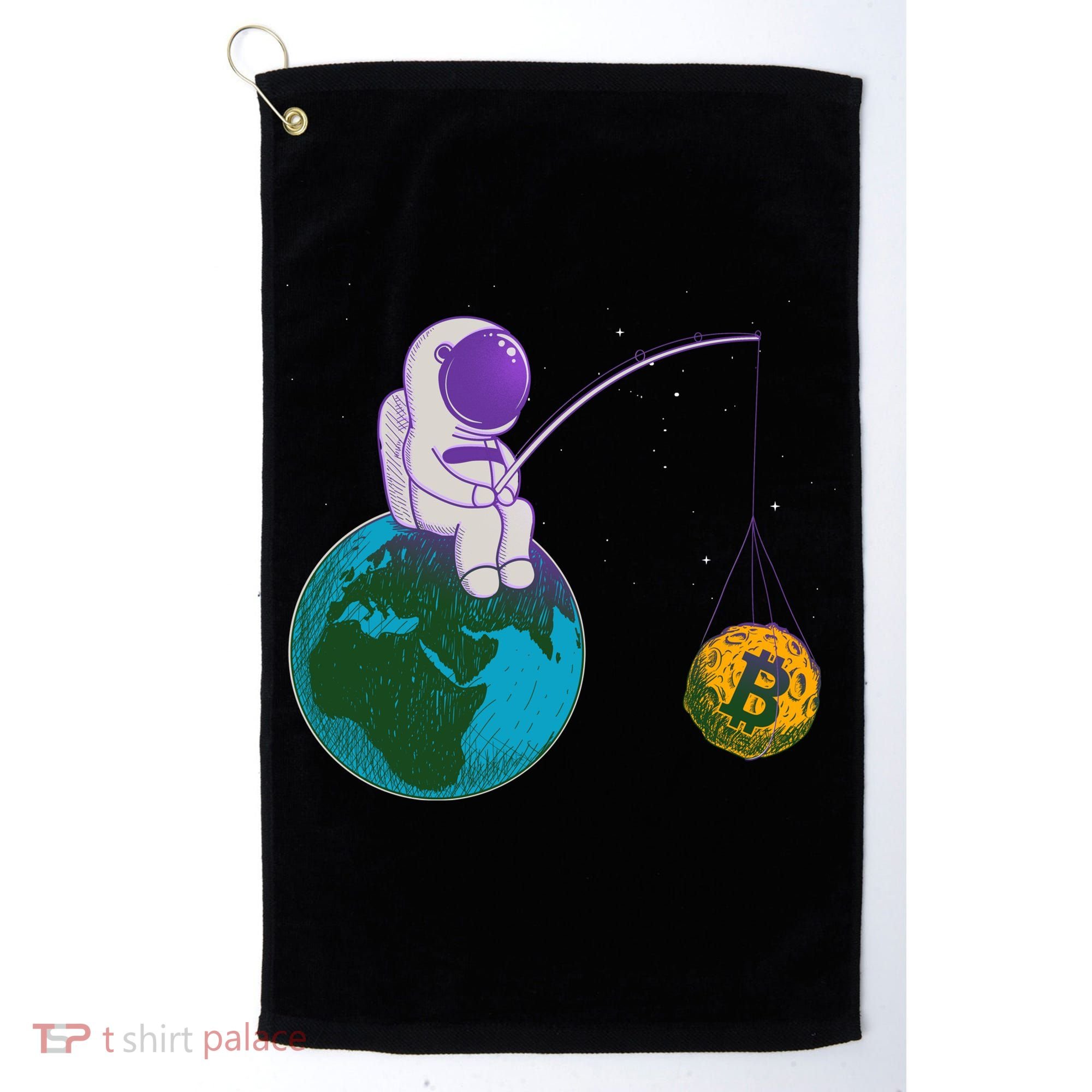 Funny Fishing Bitcoin Space Astronaut Golf Towel