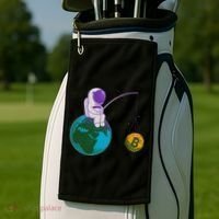 Funny Fishing Bitcoin Space Astronaut Golf Towel thumb 2