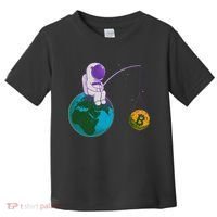 Funny Fishing Bitcoin Space Astronaut Toddler T-Shirt thumb 0