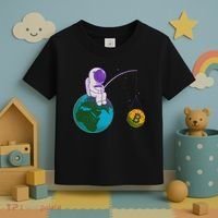 Funny Fishing Bitcoin Space Astronaut Toddler T-Shirt thumb 3