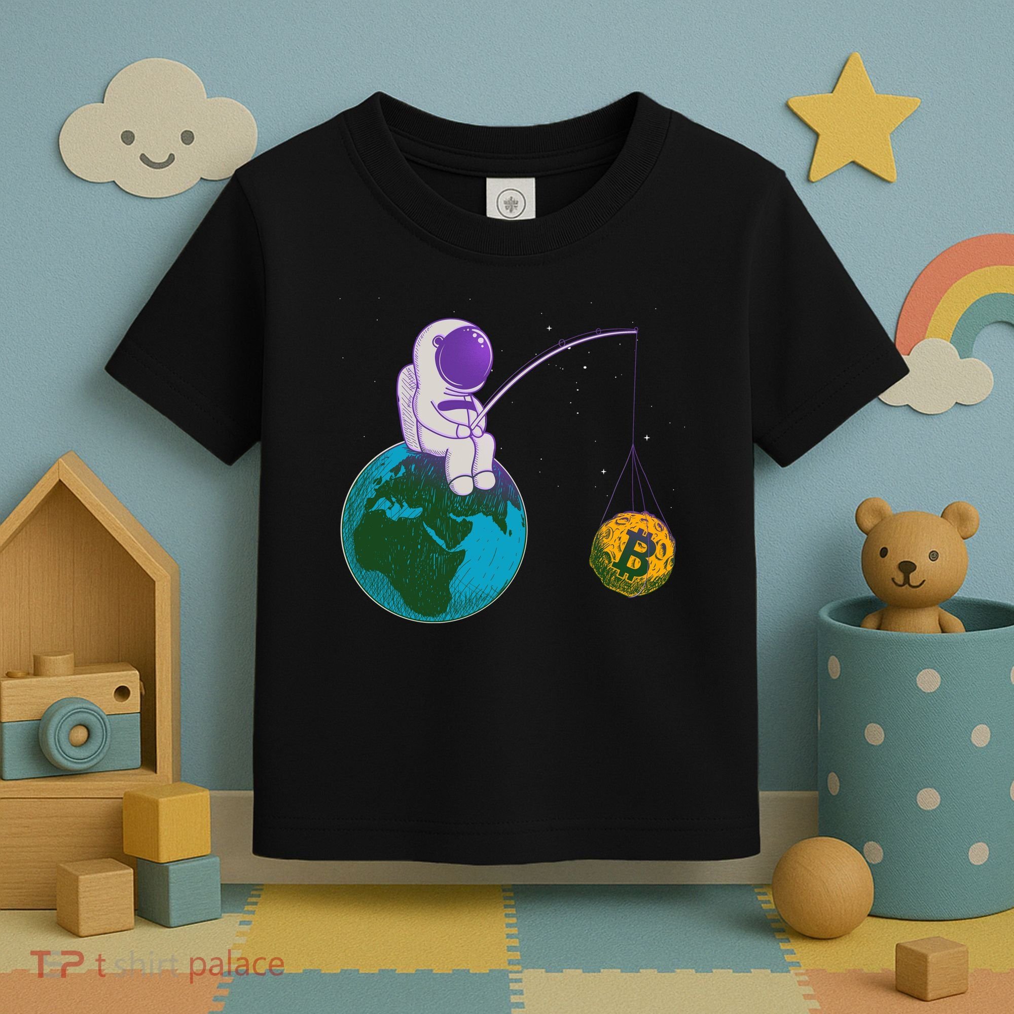 Funny Fishing Bitcoin Space Astronaut Toddler T-Shirt