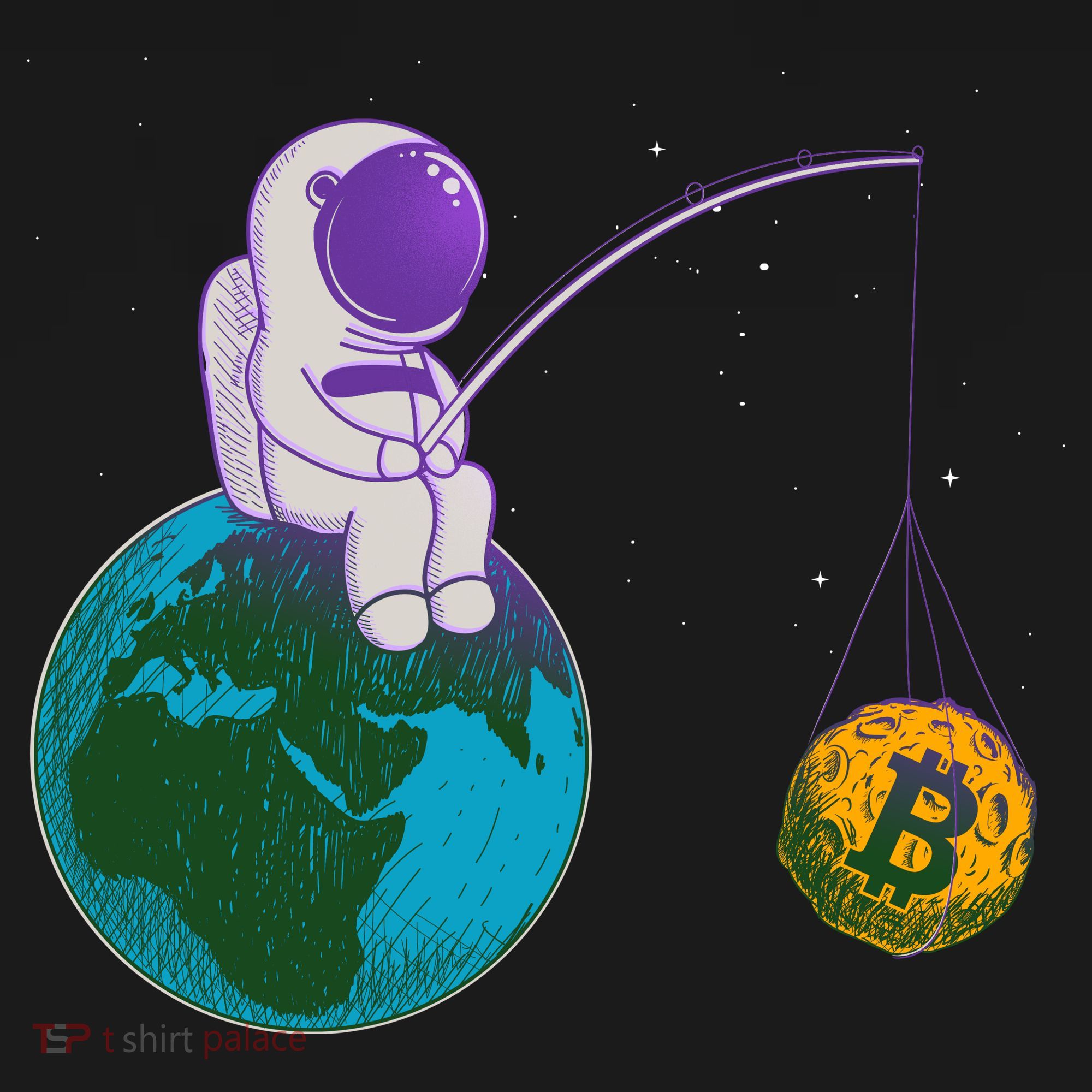 Funny Fishing Bitcoin Space Astronaut Toddler T-Shirt