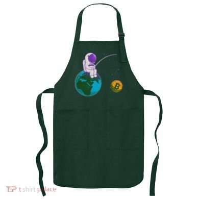Funny Fishing Bitcoin Space Astronaut Apron
