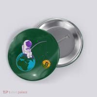 Funny Fishing Bitcoin Space Astronaut Button thumb 0