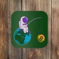Funny Fishing Bitcoin Space Astronaut Coaster thumb 0