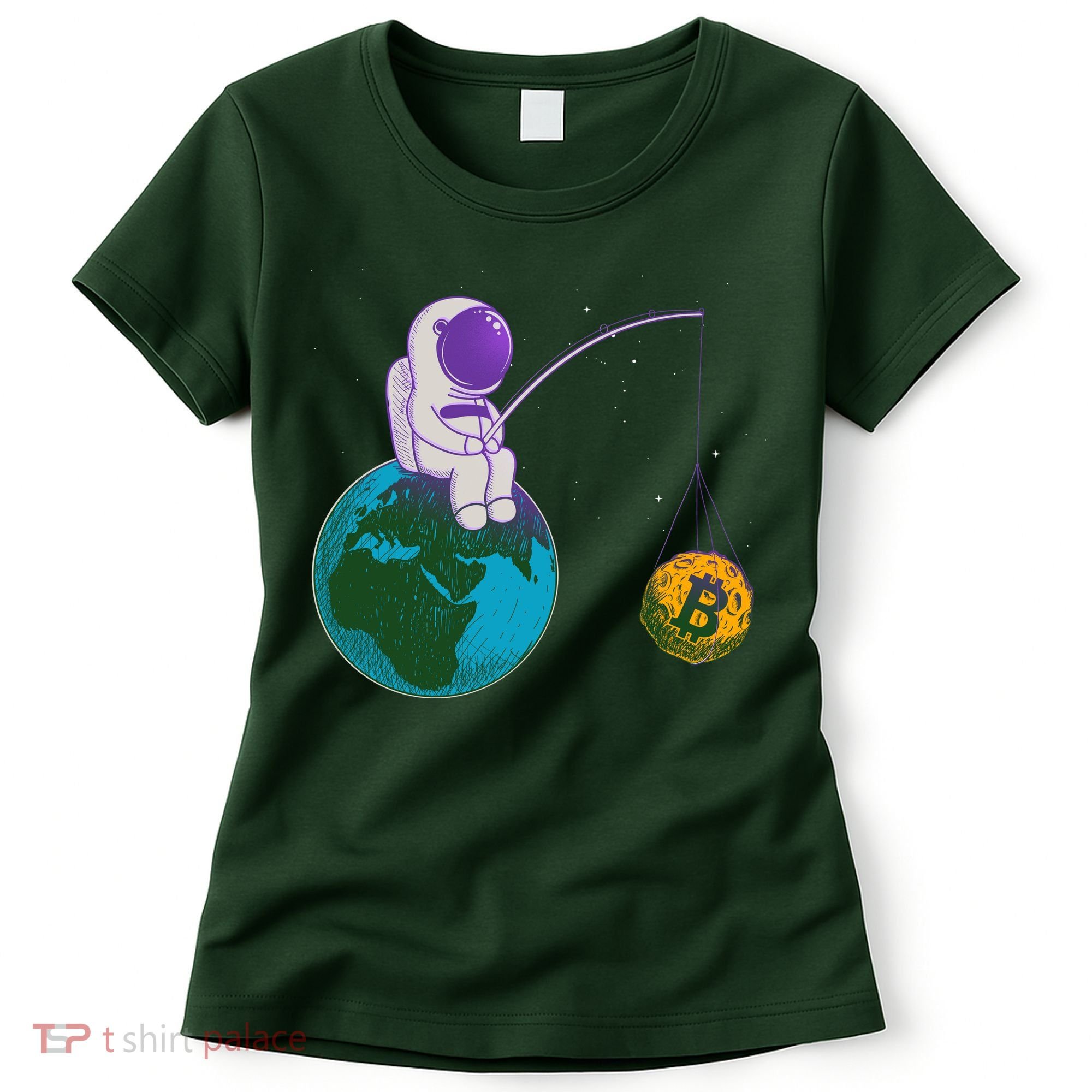Funny Fishing Bitcoin Space Astronaut Women's T-Shirt