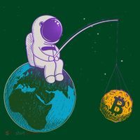Funny Fishing Bitcoin Space Astronaut Women's T-Shirt thumb 6
