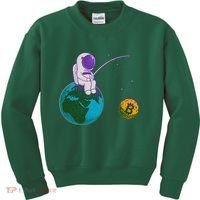 Funny Fishing Bitcoin Space Astronaut Kids Sweatshirt thumb 0