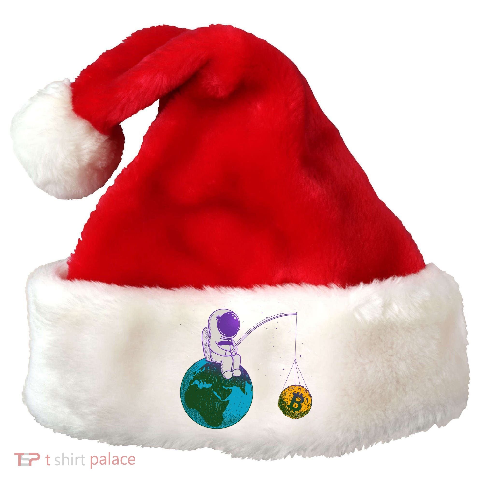 Funny Fishing Bitcoin Space Astronaut Santa Hat