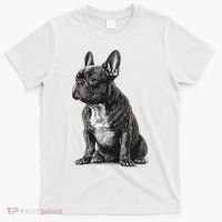Funny French Bulldog Frenchie Black And White T-Shirt thumb 0