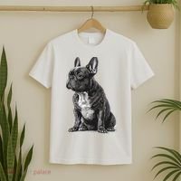 Funny French Bulldog Frenchie Black And White T-Shirt thumb 2