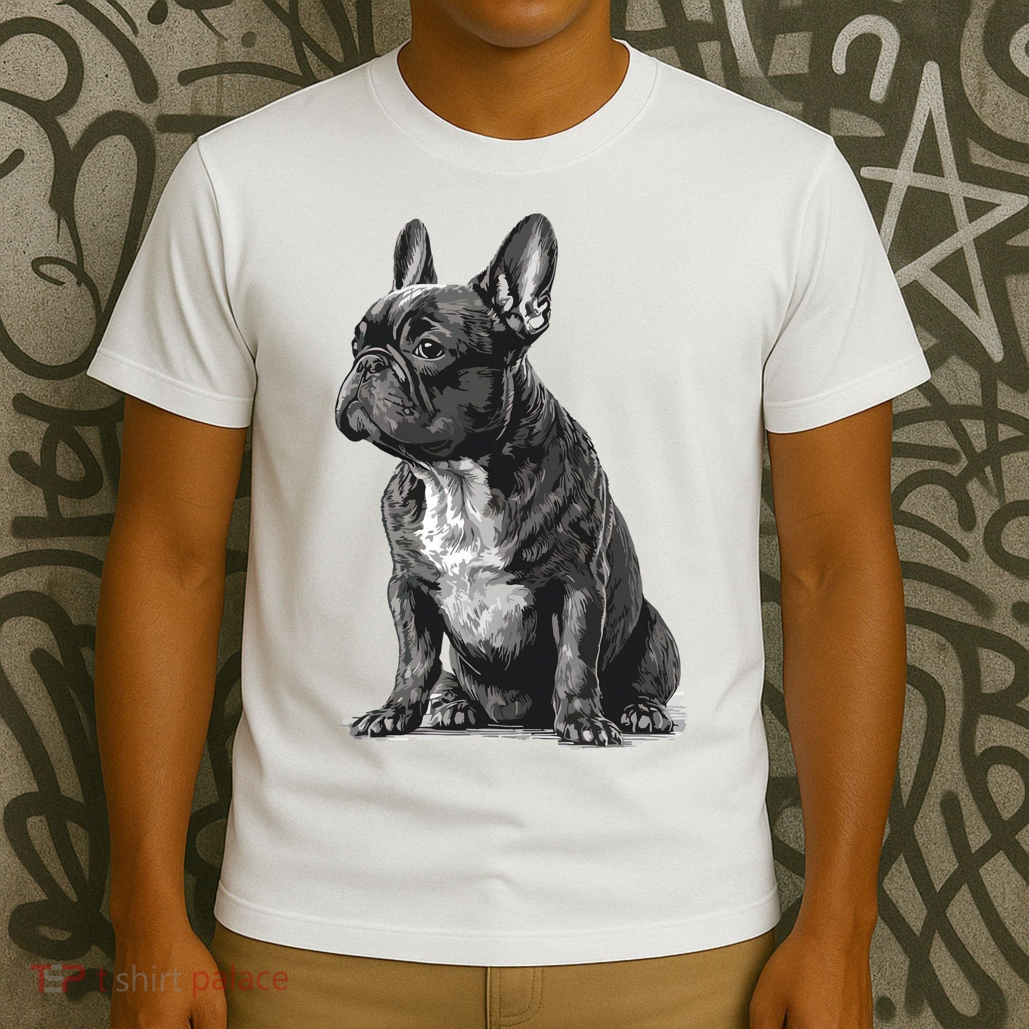 Funny French Bulldog Frenchie Black And White T-Shirt
