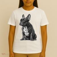 Funny French Bulldog Frenchie Black And White T-Shirt thumb 4