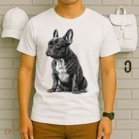 Funny French Bulldog Frenchie Black And White T-Shirt thumb 6
