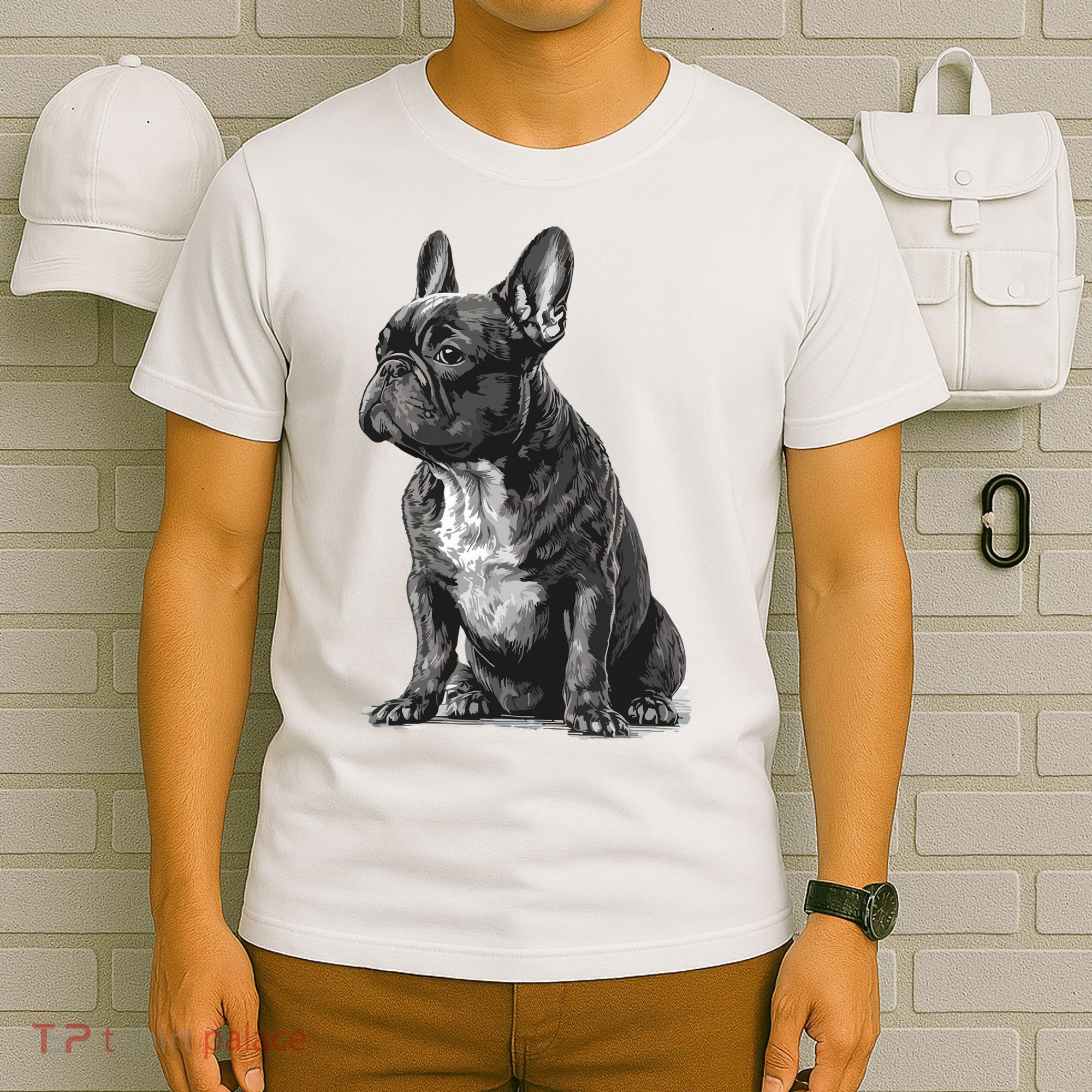 Funny French Bulldog Frenchie Black And White T-Shirt