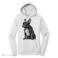 Funny French Bulldog Frenchie Black And White Women's Hoodie thumb 0