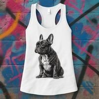 Funny French Bulldog Frenchie Black And White Women's Tank Top thumb 3