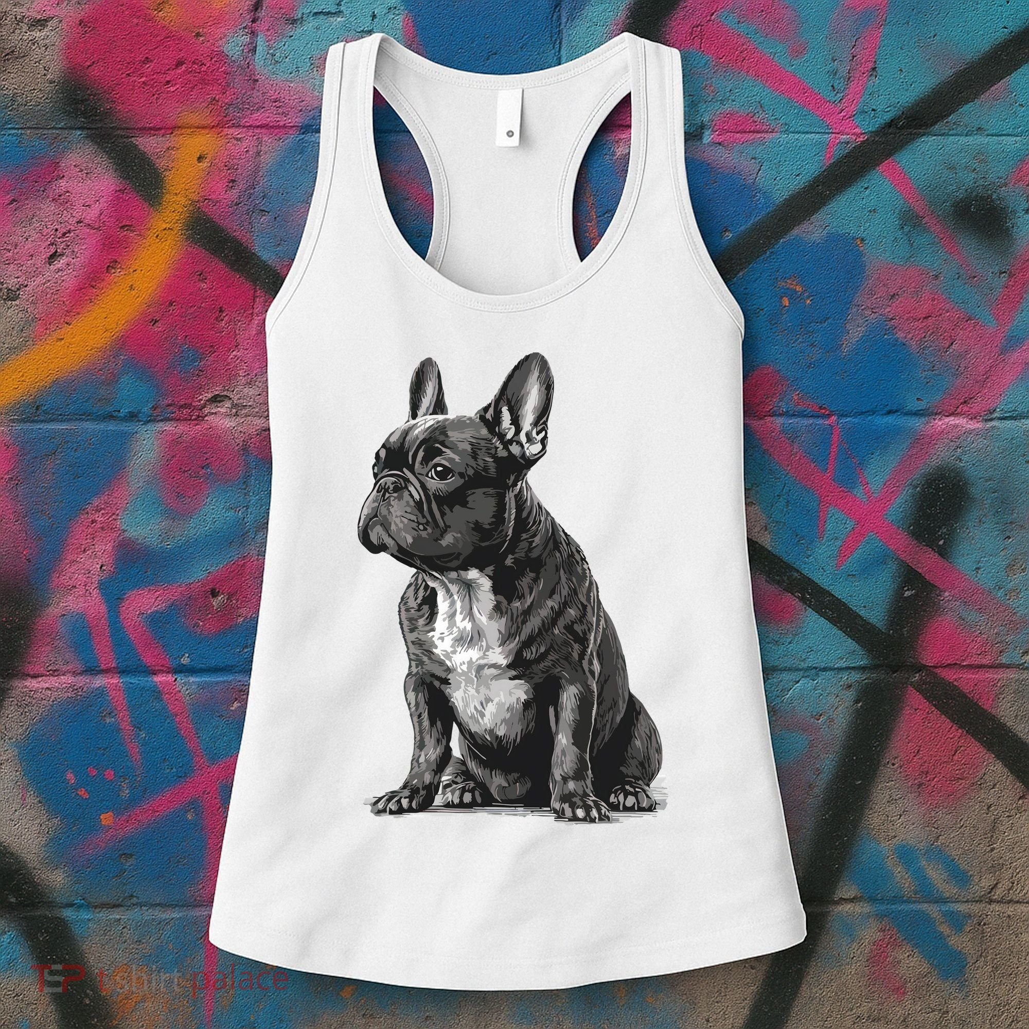 Funny French Bulldog Frenchie Black And White Women's Tank Top