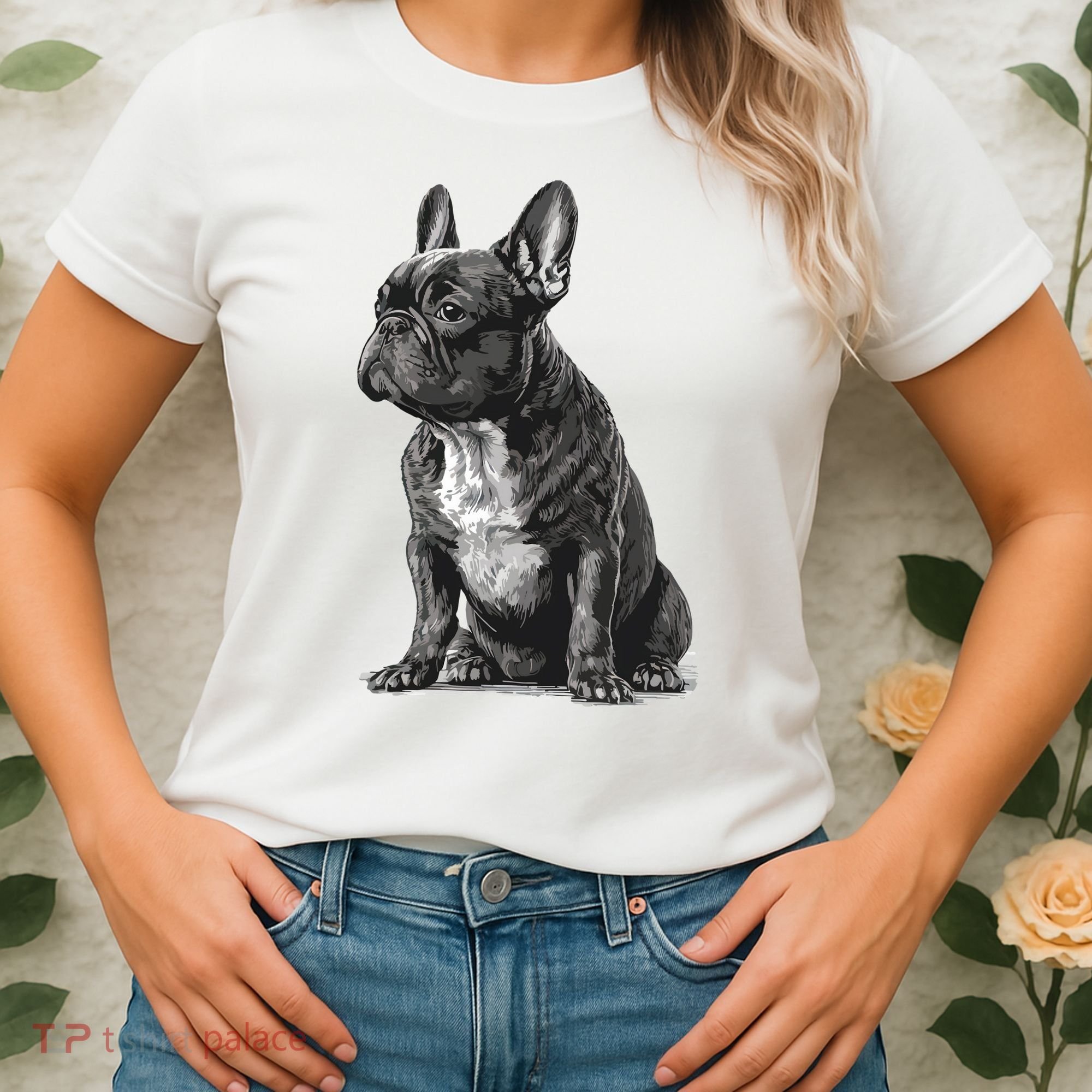 Funny French Bulldog Frenchie Black And White Women's T-Shirt