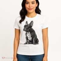 Funny French Bulldog Frenchie Black And White Women's T-Shirt thumb 4