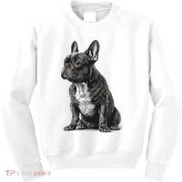 Funny French Bulldog Frenchie Black And White Kids Sweatshirt thumb 0