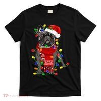 Funny French Bulldog Dog Tree Christmas Lights Xmas Pajama T-Shirt thumb 0