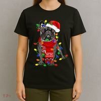 Funny French Bulldog Dog Tree Christmas Lights Xmas Pajama T-Shirt thumb 4