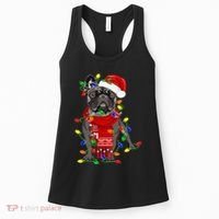 Funny French Bulldog Dog Tree Christmas Lights Xmas Pajama Women's Tank Top thumb 0